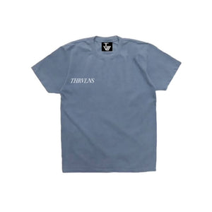 Script Tee- Washed Denim