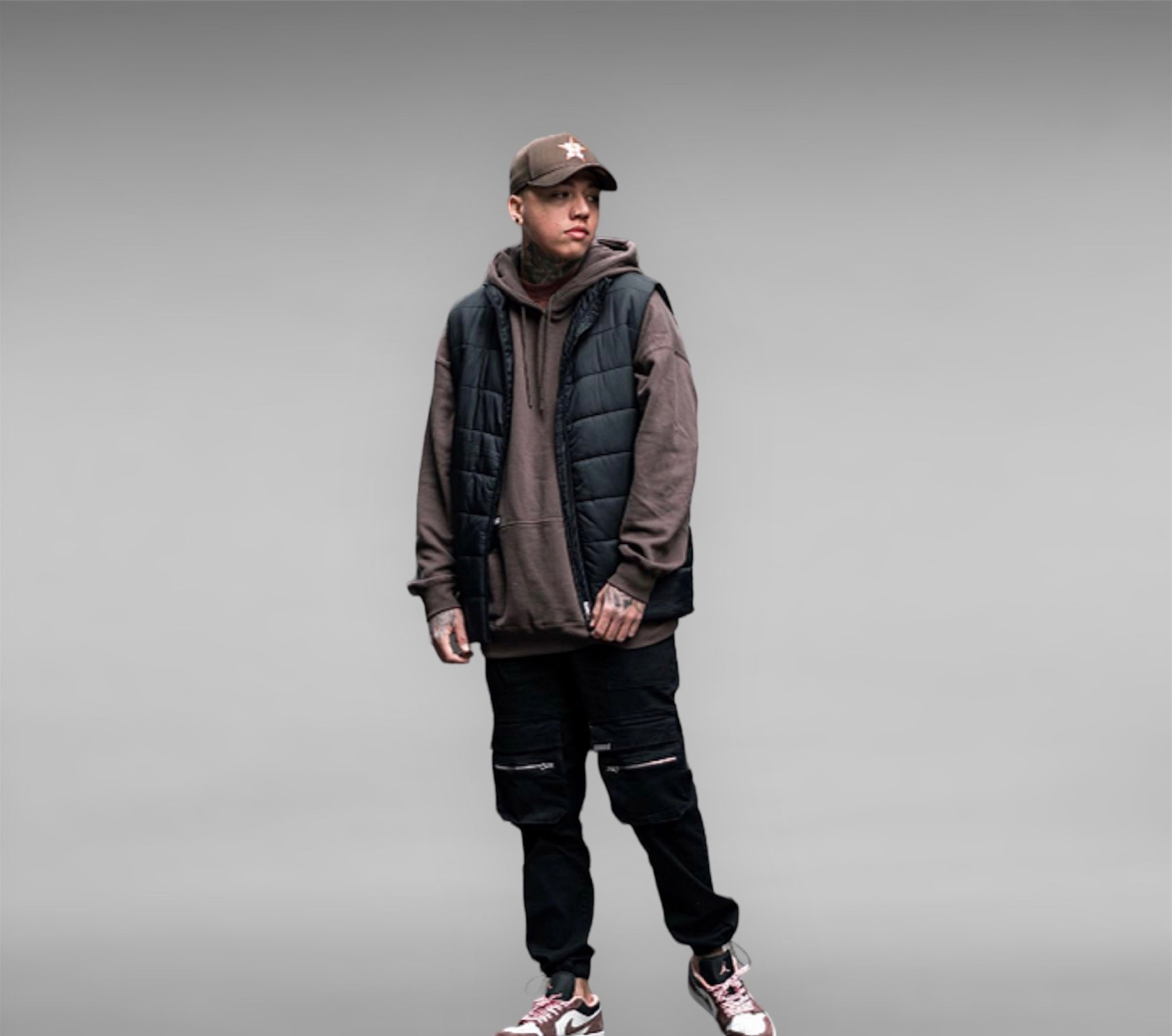 Patch Hoodie - Brown