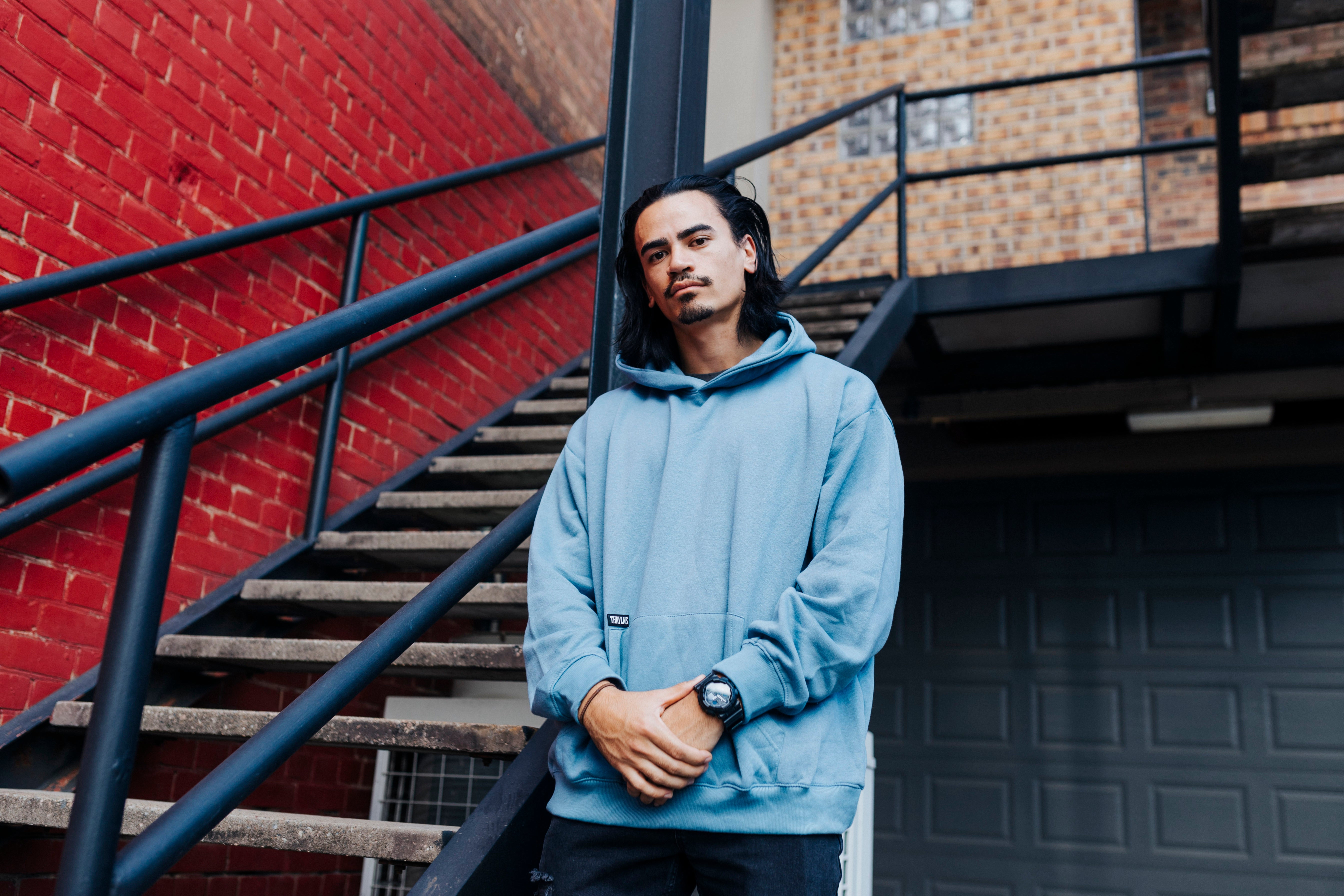 Patch Hoodie - Dusty Blue