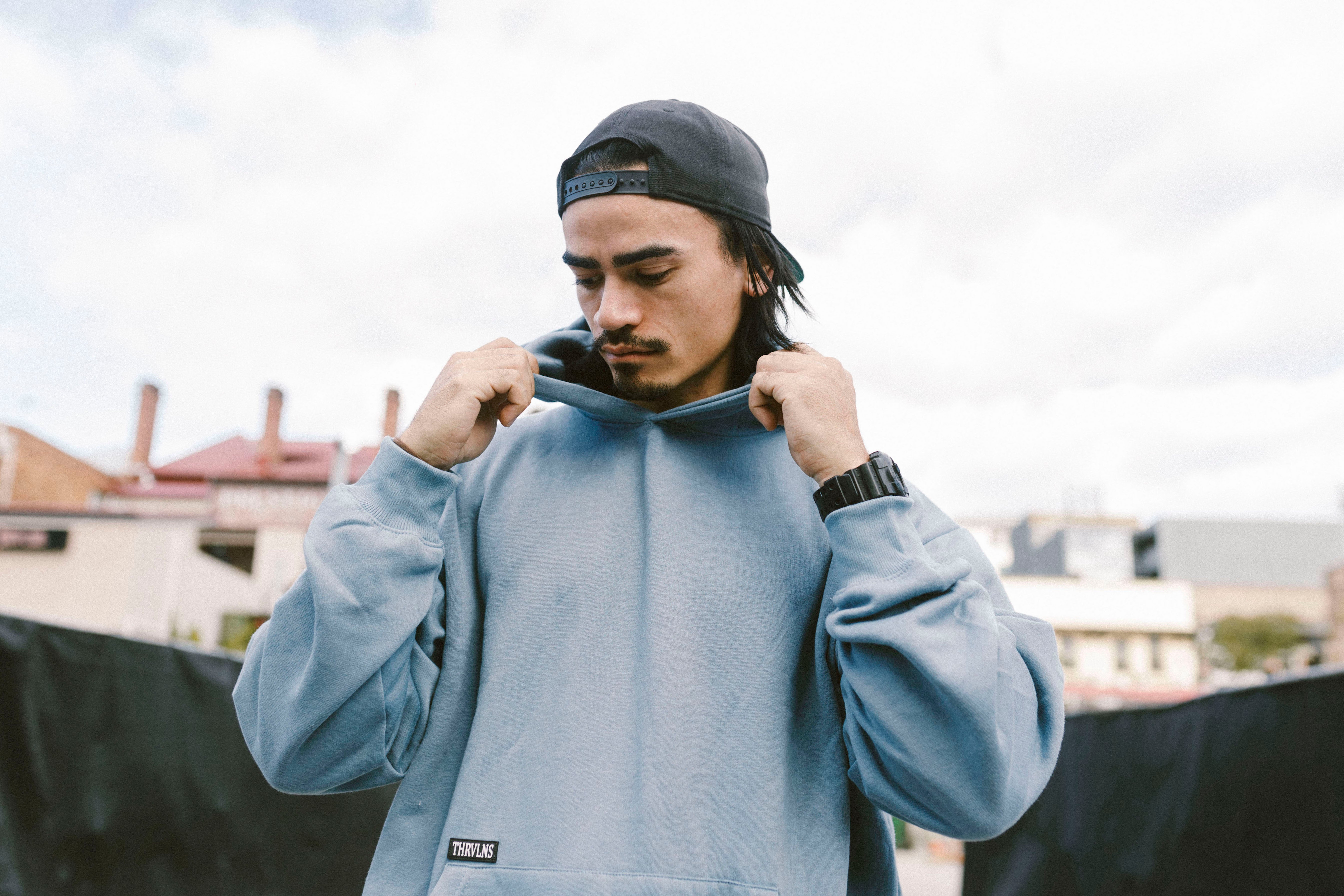 Patch Hoodie - Dusty Blue